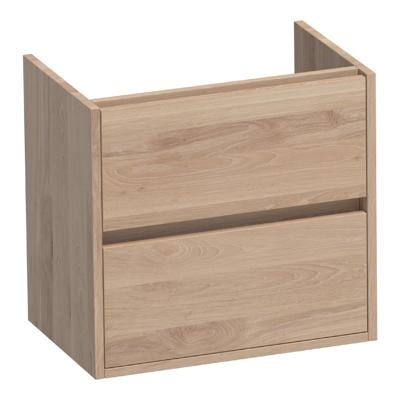 Brauer Adore - Onderkast Ondiep - 60 cm - met 2 Softclose Lades Greeploos en 1 Sifon Uitsparing - Lamellen Eiken Naturel