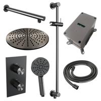 Gunmetal Carving thermostatische inbouw regendouche set met 3-weg omstelling en 30 cm douchekop - thumbnail