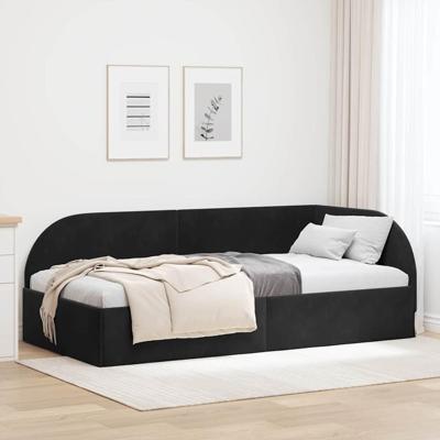 Hoekbedframe met hoofdeinde Zwart 100 cm x 200 cm Stof