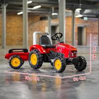FALK - Rode pedaaltractor met supercharger inclusief openingskap en trailer - thumbnail