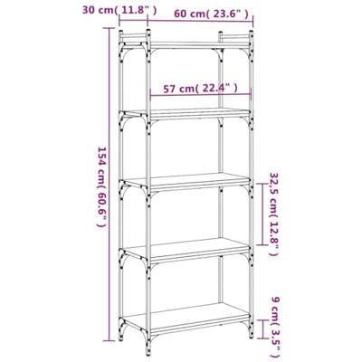 Boekenkast 5-laags 60x30x154 cm bewerkt hout zwart Boekenkast 5-laags 60x30x154 cm bewerkt hout zwart