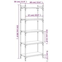 Boekenkast 5-laags 60x30x154 cm bewerkt hout zwart - thumbnail