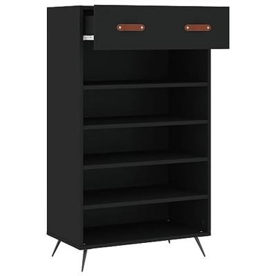 Schoenenkast 60x35x105 cm bewerkt hout zwart Schoenenkast 60x35x105 cm bewerkt hout zwart