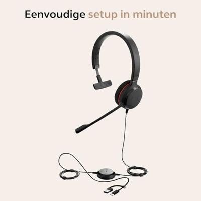 Jabra Evolve 20 Headset Bedraad Hoofdband Kantoor/callcenter USB Type-C / USB Type-A Zwart