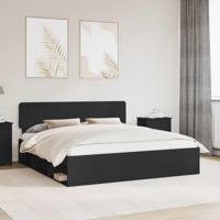 Bedframe met hoofdeinde Zwart 200 x 200 cm Massief grenenhout - thumbnail