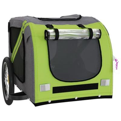 Hondenfietstrailer oxford stof en ijzer groen en grijs - thumbnail