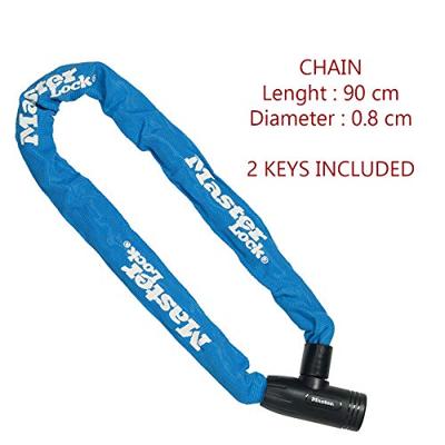 Masterlock Keyed steel chain 90cm x Ø 8mm w/2 keysnylon sleeve - colour : 2 blue - 8391EURDPROCOL Masterlock Keyed steel chain 90cm x Ø 8mm w/2 keysnylon sleeve - colour : 2 blue - 8391EURDPROCOL