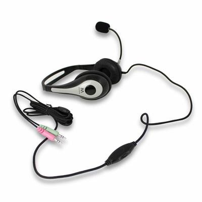 Hoofdtelefoon met microfoon Ewent EW3562 Zwart Zilverkleurig - thumbnail