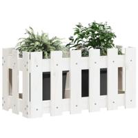VidaXL Plantenbak met hekontwerp 60x30x30 cm massief grenenhout wit - thumbnail