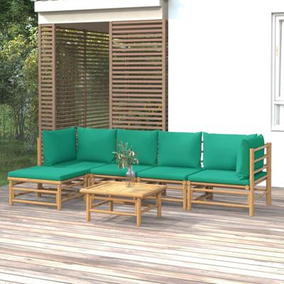 6-delige Loungeset met kussens bamboe groen