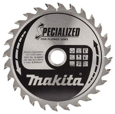 Makita Invalcirkelzaagblad voor Hout | Specialized | Ø 160mm Asgat 20mm 28T - B-09260