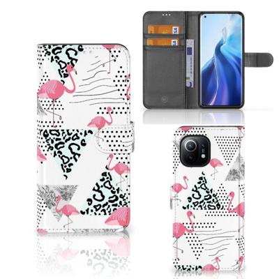 Xiaomi Mi 11 | Telefoonhoesje | Met pasjeshouder | Flamingo Triangle