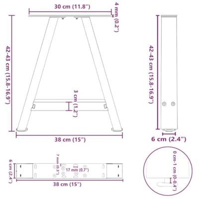 Salontafelpoten 2 st A-vormig 38x(42-43) cm staal zwart