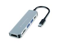 Conceptronic donn02g 6-in-1 multifunctional usb hub adapte, usb 3.2 gen 1 type-c, hdmi, 5 gbps, alu - thumbnail