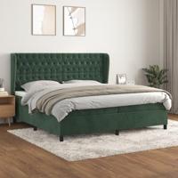 Boxspring met matras fluweel donkergroen 200x200 cm - thumbnail