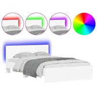 Bedframe met hoofdeinde en LED wit 135x190 cm - thumbnail