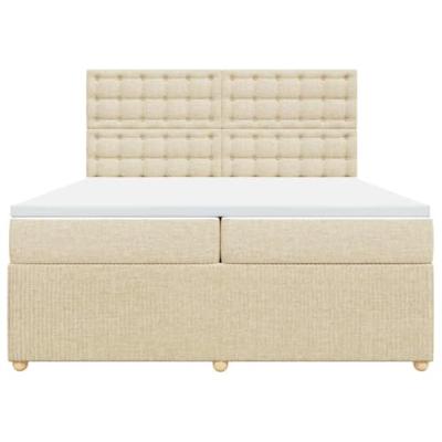 Boxspring met matras stof crèmekleurig 200x200 cm