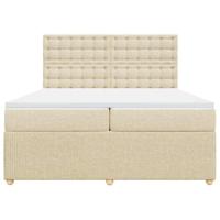Boxspring met matras stof crèmekleurig 200x200 cm - thumbnail
