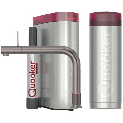 Quooker Front Keukenkraan Set - Kokend Warm- en Koud Water - Gunmetal - Inclusief PRO3 Reservoir & CUBE - Direct Gekoeld Bruisend Water