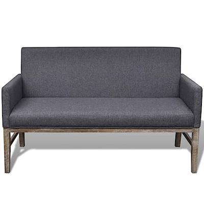 Bank met gevoerde kussens stof rubberwood donkergrijs Bank met gevoerde kussens stof rubberwood donkergrijs