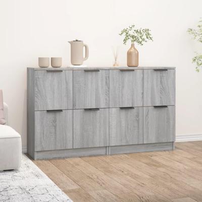 Dressoirs 2 st 60x30x70 cm bewerkt hout grijs sonoma eiken