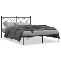 Bedframe met hoofdbord metaal zwart 140x200 cm - thumbnail