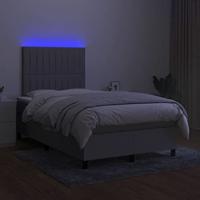 Boxspring met matras en LED stof lichtgrijs 120x190 cm - thumbnail