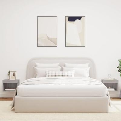 Nachtkastjes met LED's 2 st wandgemonteerd grijs sonoma eiken Nachtkastjes met LED's 2 st wandgemonteerd grijs sonoma eiken