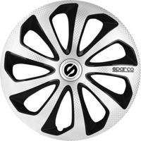 Sparco wieldoppen Sicilia 13 inch ABS zilver/zwart set van 4 - thumbnail