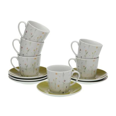 Set van 6 kopjes met schotel Versa Laison Porselein
