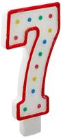 Amscan taartkaars cijfer 7 wit 13 cm | 24 stuks - thumbnail