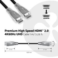 club3D HDMI Aansluitkabel HDMI-A-stekker, HDMI-A-stekker 1.00 m Zwart, Zilver CAC-1311 4K UHD, Folie afscherming, UL gecertificeerd, Stekker past op beide - thumbnail