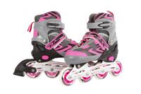 Inline skates - maat 33-36 - roze/grijs - thumbnail