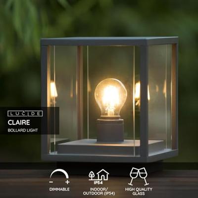 Lucide CLAIRE - Sokkellamp - 1xE27 - IP54 - Antraciet