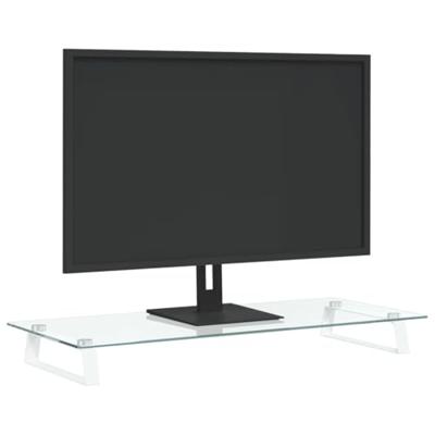 VidaXL Monitorstandaard 80x35x8 cm gehard glas en metaal wit VidaXL Monitorstandaard 80x35x8 cm gehard glas en metaal wit