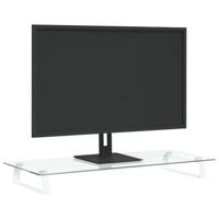 VidaXL Monitorstandaard 80x35x8 cm gehard glas en metaal wit - thumbnail