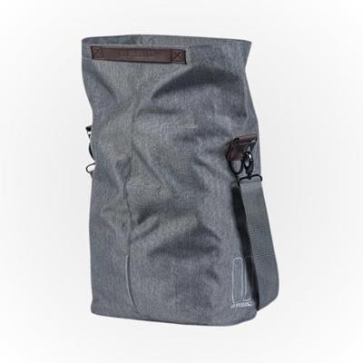 Basil city shopper - fietsshopper, grijs melee, 14-16l, vegan leder, waterkerende vouwsluiting, reflectie