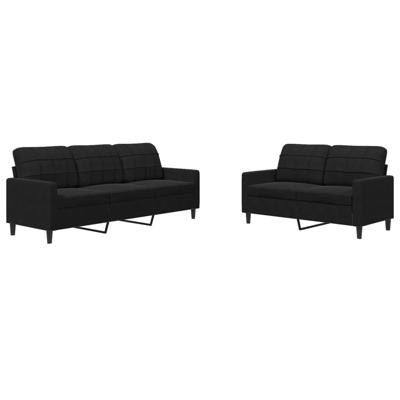 2-delige Loungeset met kussens fluweel zwart - thumbnail