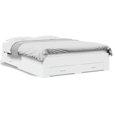 Bedframe met lades bewerkt hout wit 120x190 cm