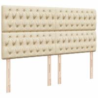 Boxspring met matras stof crèmekleurig 200x200 cm - thumbnail