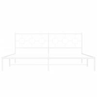 Bedframe met hoofdbord metaal wit 193x203 cm - thumbnail
