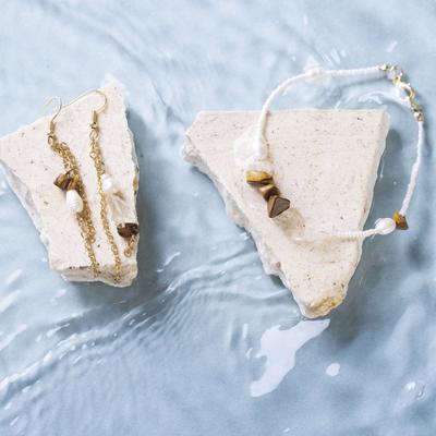 Creativ Company Mini hobbyset sieraden, aventurijn mix armband en oorbellen, 1 doos Creativ Company Mini hobbyset sieraden, aventurijn mix armband en oorbellen, 1 doos