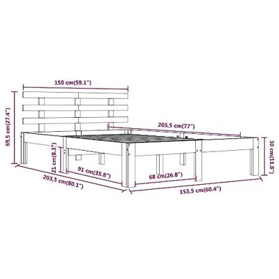 Bedframe massief hout 150x200 cm