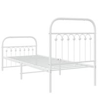 Bedframe met hoofd- en voeteneinde metaal wit 75x190 cm - thumbnail