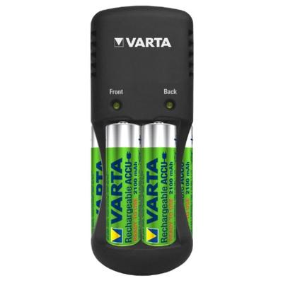 VARTA Acculader, incl. 4x AA 2100mAh, batterijlader voor oplaadbare batterijen, laadt 2 of 4 AA/AAA tegelijkertijd, zaklader, compacte vorm