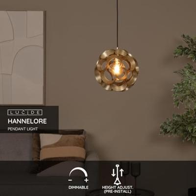 Lucide HANNELORE - Hanglamp - Ø 30 cm - 1xE27 - Mat Goud / Messing