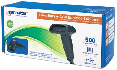 Manhattan 177672 USB-Kit Barcodescanner Kabel 1D CCD Zwart Handmatig USB