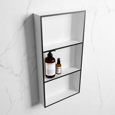 MONDIAZ EASY Nis 59,5x29,5cm in solid surface kleur Urban | Talc. 3 vakken geschikt voor in- of opbouw MONDIAZ EASY Nis 59,5x29,5cm in solid surface kleur Urban | Talc. 3 vakken geschikt voor in- of opbouw