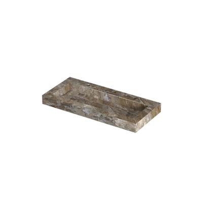 INK Pitch Wastafel keramische slab centraal met drain en front en side skirts 2 kraangaten 100x45x9 Earth glossy