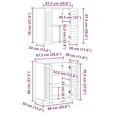 Badkamermeubelset met plank VIGO 2 pcs Bruin 67,5 x 34 x 80 cm